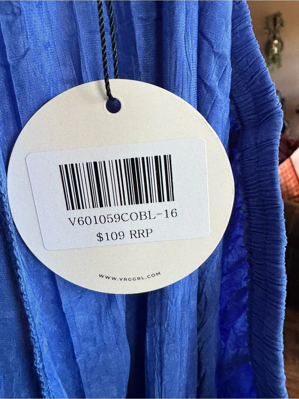 NWT VRG GRL 16 XL Raya High Waisted Wide Leg Crinkled Chiffon Blue Pants Preppy